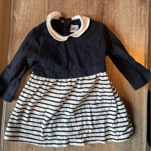 Petit Bateau navy and a triple baby girl dress